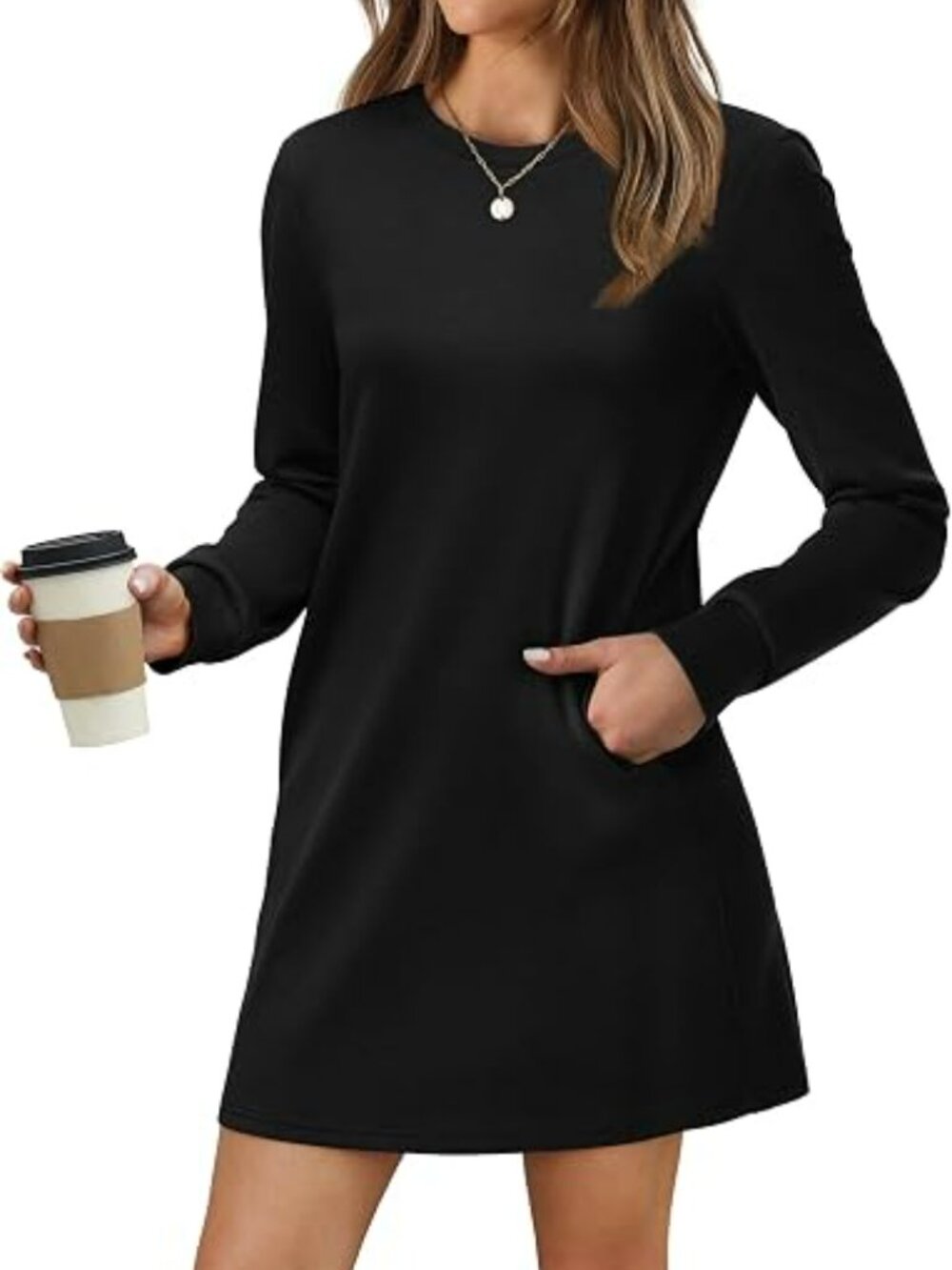 Women’s Black Mini Dress with Back Pleat